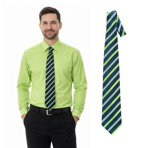 Orvieto Navy and Lime Green Striped Tie
🔥% bundle of 3, 5, 10, 15 or 20 ties